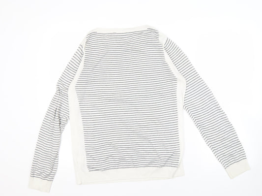Limited Collection Women's White Striped Jumper, Size 14