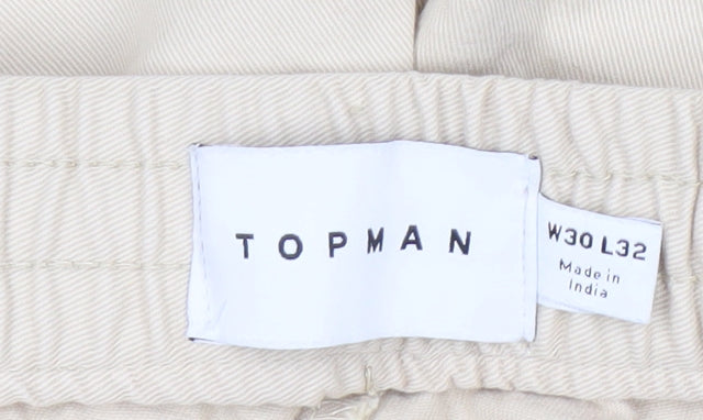 Topman Beige Men's Mid-Rise Trousers Size M