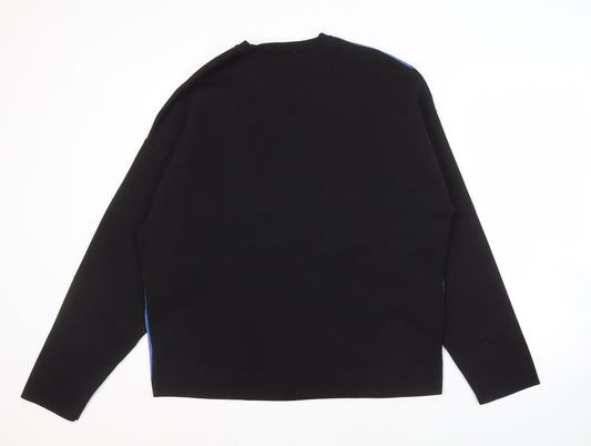 Bershka Men's Black Blue Pullover Jumper Size M