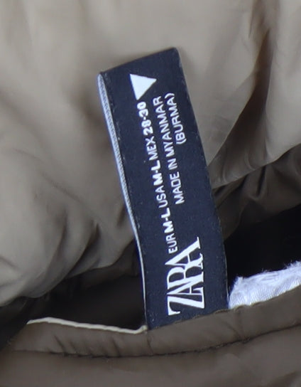 Womens UK Size L Zara Beige Puffer Jacket