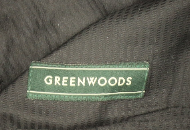 Greenwoods Men's Black Polyester Formal Trousers