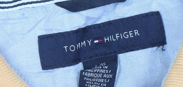 Tommy Hilfiger Orange Striped Polo Shirt Men Size 16