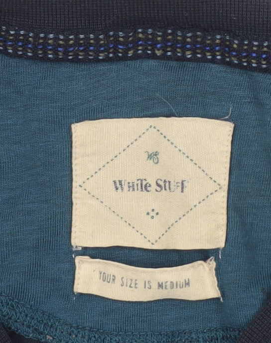 White Stuff Men's Blue Cotton Tee, Size M, Crew Neck