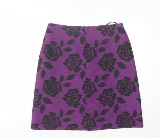 Laura Ashley Women’s Purple Floral Pencil Skirt UK 14