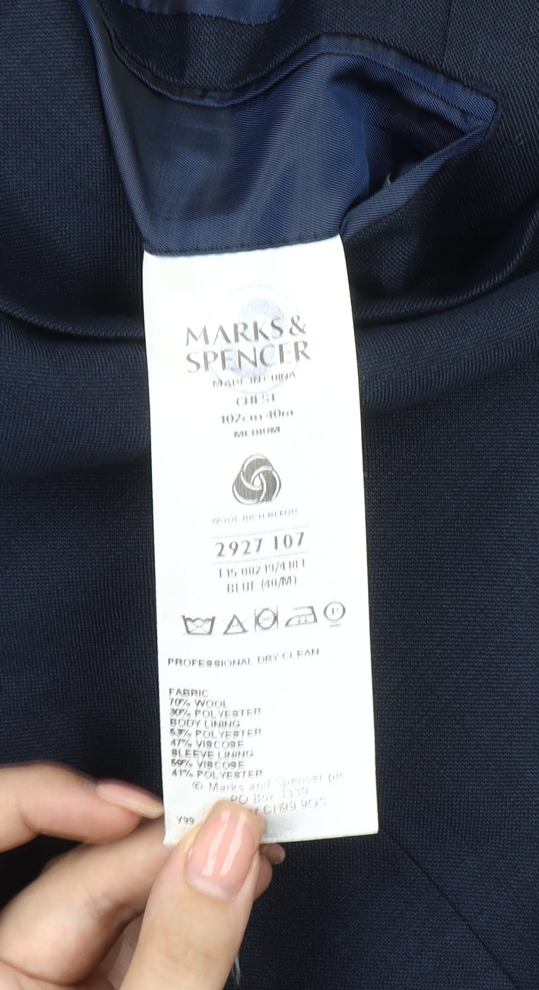 Mens UK Size 40 Marks and Spencer Regular Blue Suit Jacket
