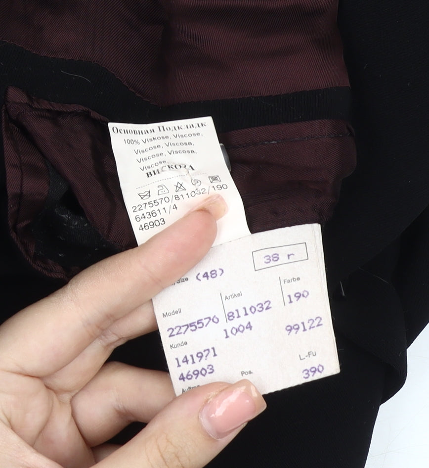 Mens UK Size 38 Benvenuto Regular Black Suit Jacket