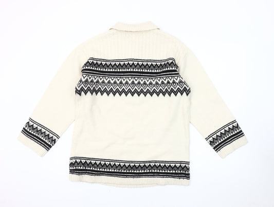 Next Men's Ivory Henley Jumper (M) – Fair Isle Design