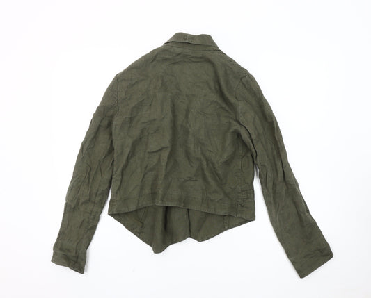 Mango Women's Green Linen Blazer, Size S, Regular Fit