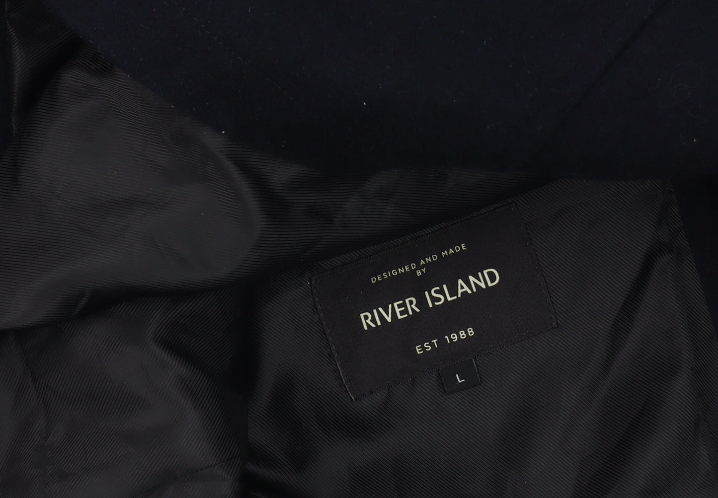Mens UK Size L River Island Black Parka Coat