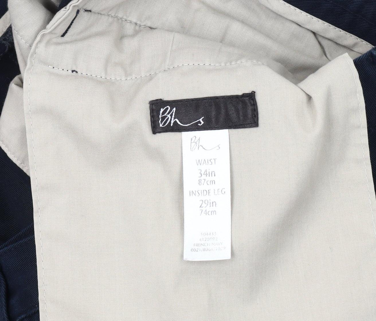 Mens UK Size 34 in BHS Chino Blue Trousers