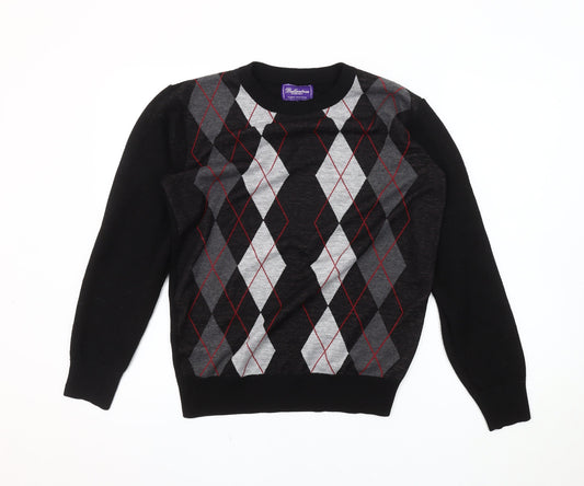 Ballantrae Men's Black Argyle S Pullover Jumper