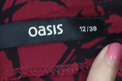 Oasis Women's Red Animal Print Dress, Size 12