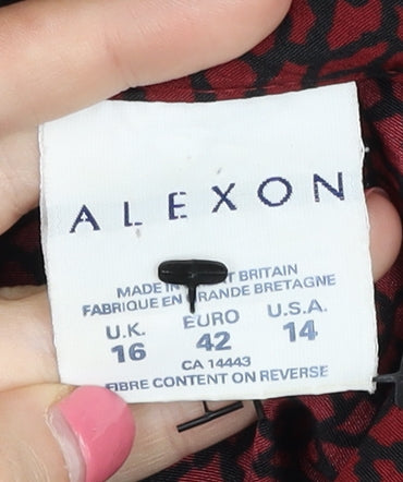 Alexon Women's Red Animal Print Button-Up Shirt, Size 16