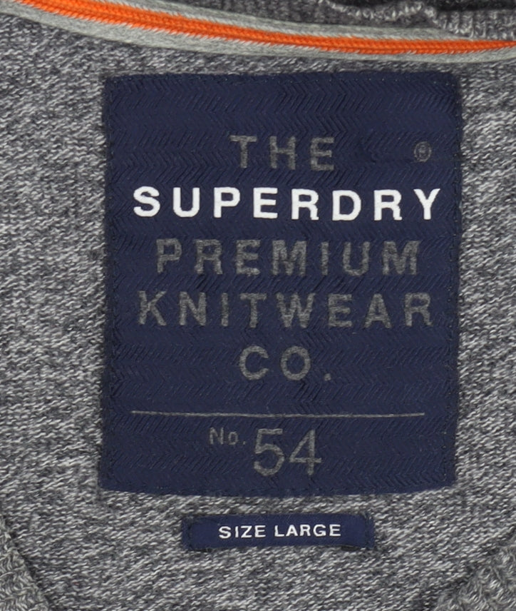 Superdry Men's Grey Large Pullover Jumper, Logo Accent