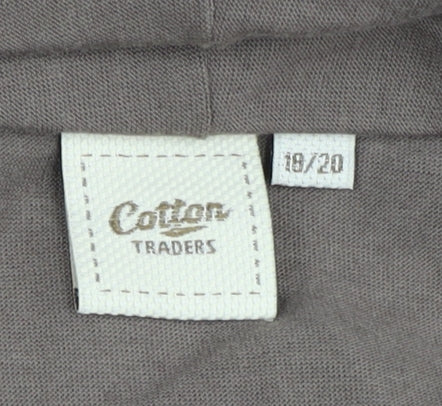 Cotton Traders Women's Open Front Cardigan in Brown Size 18-20