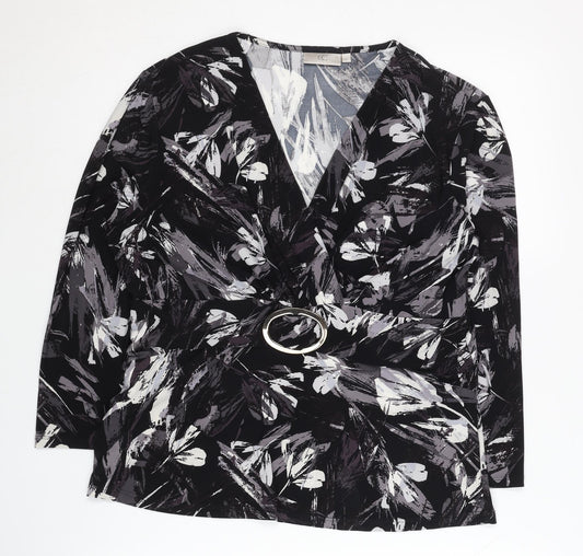 Womens UK Size L CC Black Wrap Blouse