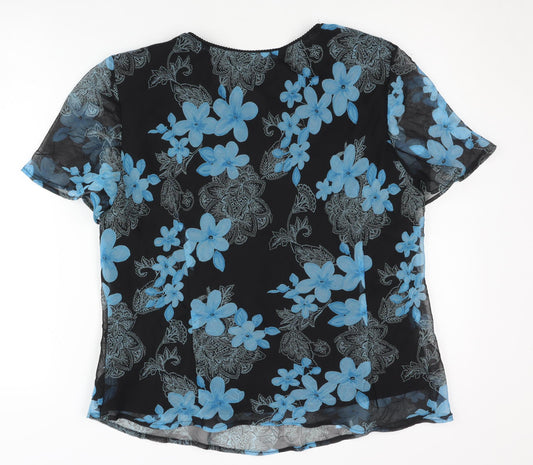 Jacques Vert Women's Black Floral Blouse Size 14