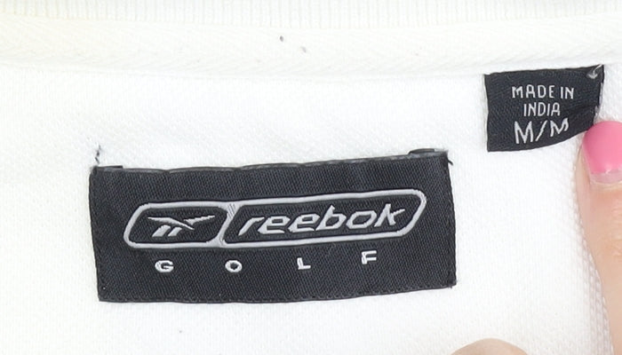 Reebok Golf Men's White Polo Shirt, Medium, Cotton