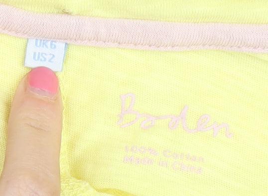Boden Women's Long Sleeve Yellow Cotton Top, Size 6