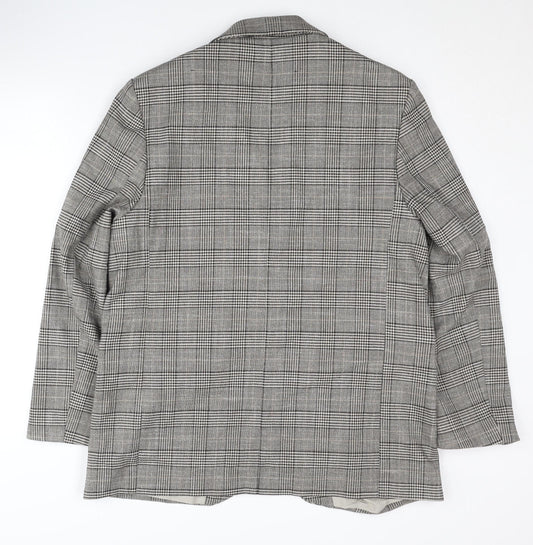 H&M Women's Grey Check Blazer, M, Regular Fit