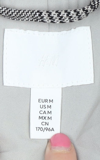 H&M Women's Grey Check Blazer, M, Regular Fit