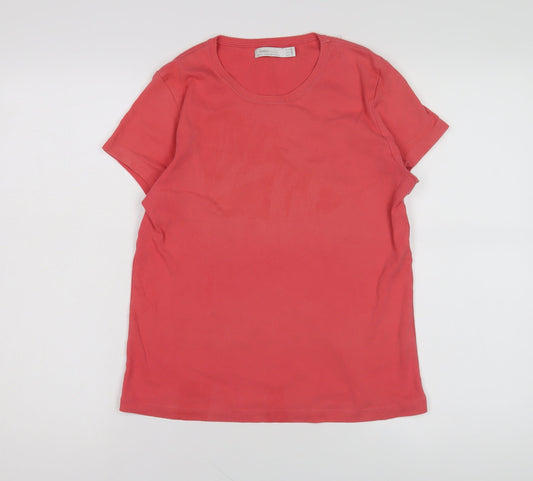 Womens UK Size 14 Zara Basic Red Basic T-Shirt