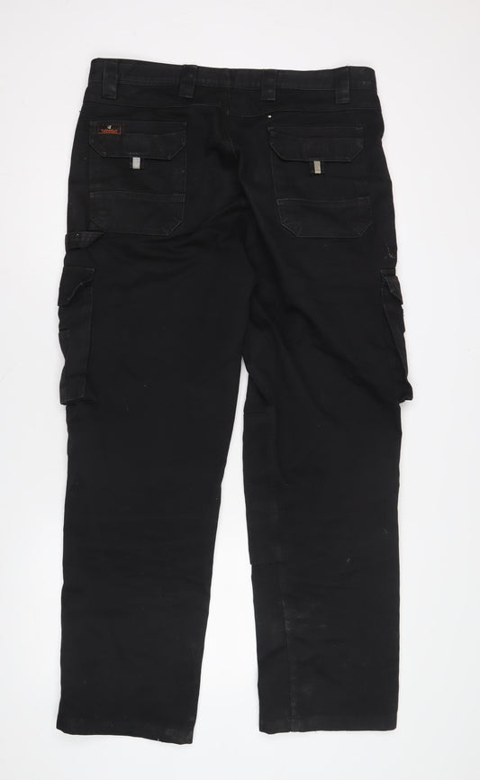 Turnhout Men's Black Cargo Trousers Size 38 with Pockets
