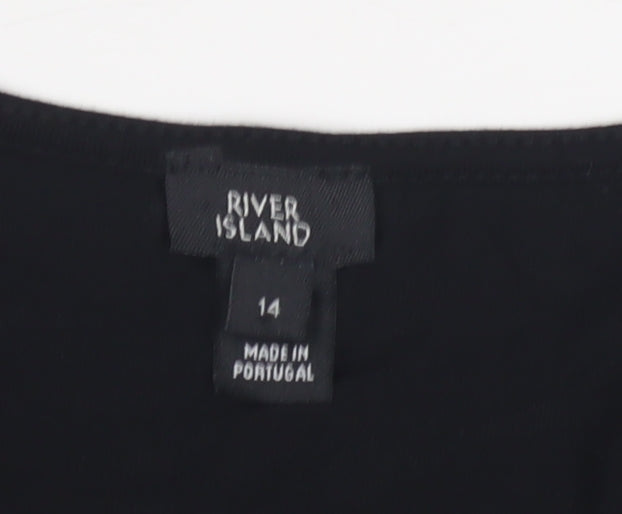 Womens UK Size 14 River Island Black T-Shirt