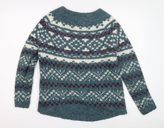 Fat Face Men's Blue Wool Fair Isle Pullover Jumper S