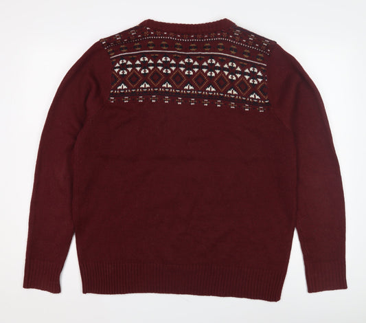 Brave Soul Men's Red XL Fair Isle Pullover Jumper