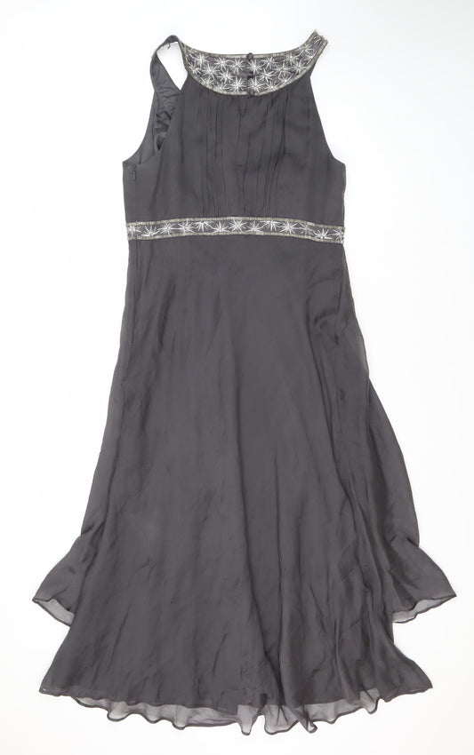 Monsoon Women Grey Asymmetric Midi Dress