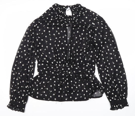 Womens UK Size 12 Zara Black Tunic Blouse