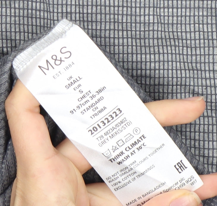 Marks and Spencer Men’s Grey Check Polo Shirt S