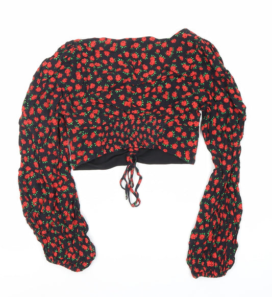 Bershka Floral Cropped Blouse, Women's M