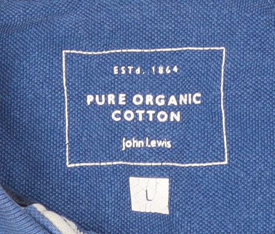 John Lewis Men's Blue Striped Polo Shirt - L