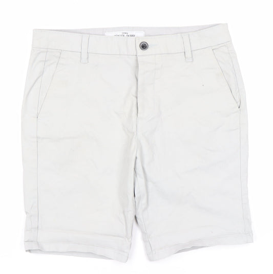 Topman Grey Chino Shorts W32 Slim Fit Button Closure