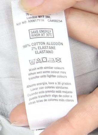 Topman Grey Chino Shorts W32 Slim Fit Button Closure