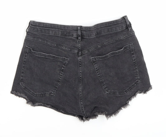 H&M Women's Black Cut-Off Denim Shorts, Size 12
