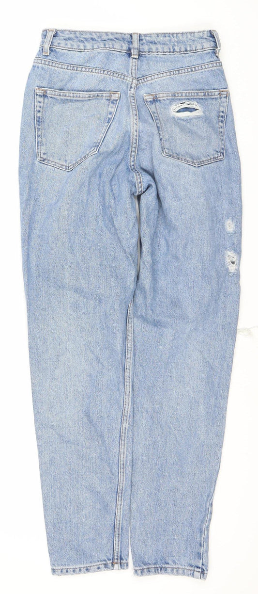 TOPSHOP Women's Blue Distressed Mom Jeans Size 6