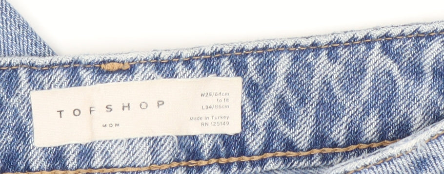 TOPSHOP Women's Blue Distressed Mom Jeans Size 6