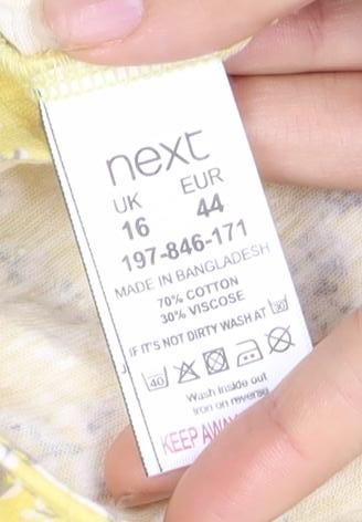 Next Women's Yellow Floral Tie Dress Size 16