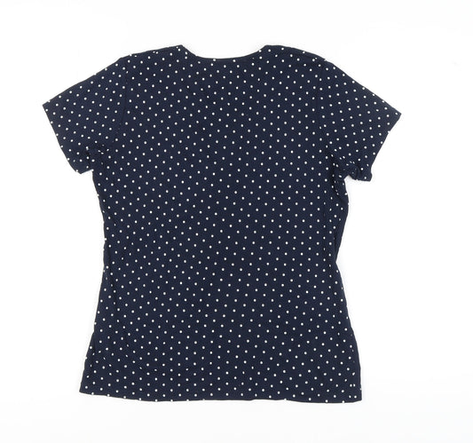 Cotton Traders Women's Blue Polka Dot T-Shirt Size 10