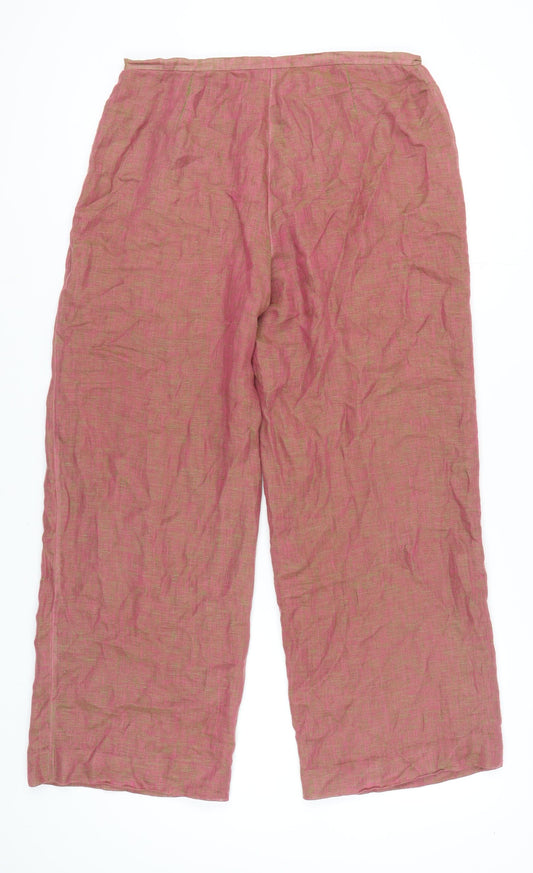 Womens UK Size 14 Platinum Relaxed Fit Casual Pink Trousers