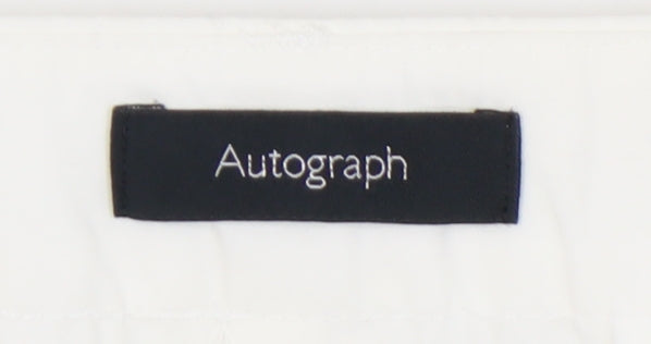 Autograph Women's White Cropped Cotton Trousers Size 14