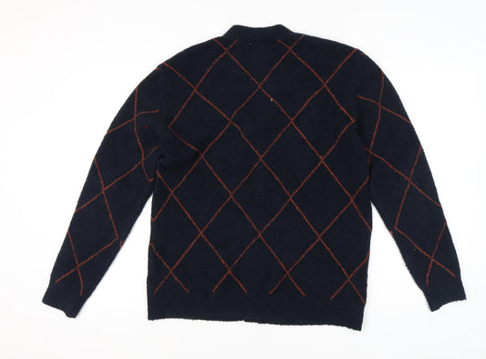 Farah Men's Blue Argyle Cardigan - Size S