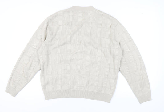 Marks and Spencer Men's Beige Cardigan, Large, Button V-Neck