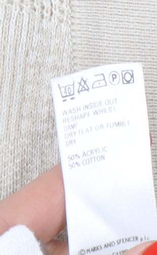 Marks and Spencer Men's Beige Cardigan, Large, Button V-Neck