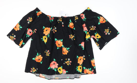 New Look Women's Black Floral Off Shoulder Blouse Size 30