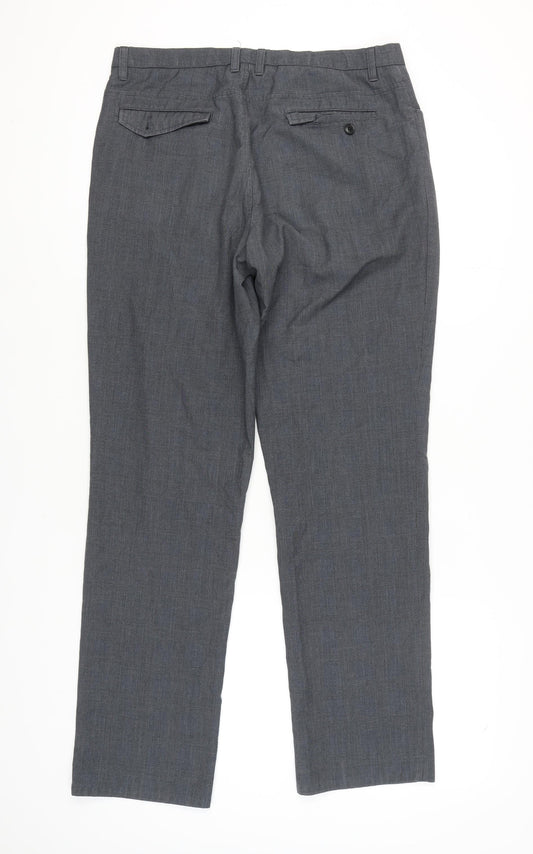 Next Men's Grey Trousers 34L Regular Fit Business
