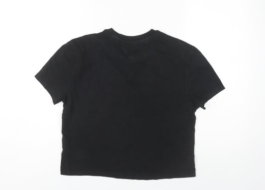 Womens UK Size S Tommy Jeans Black Cropped T-Shirt